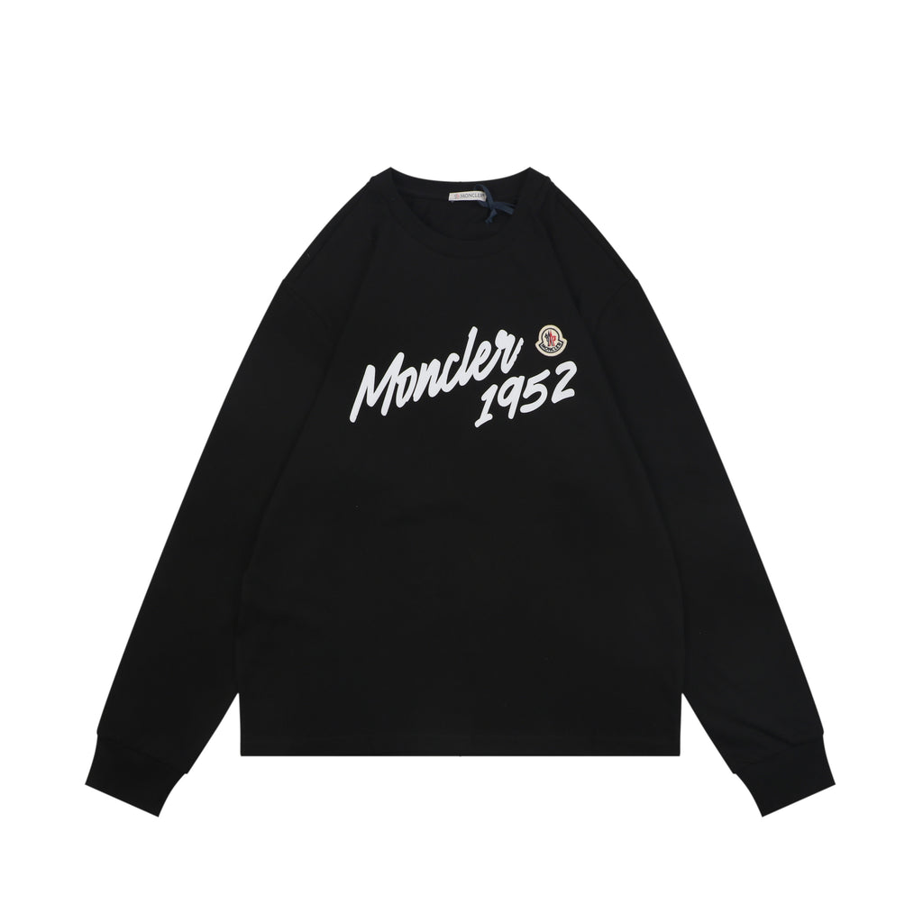 Moncler 1952 Signature Print Long-Sleeve Top - Black