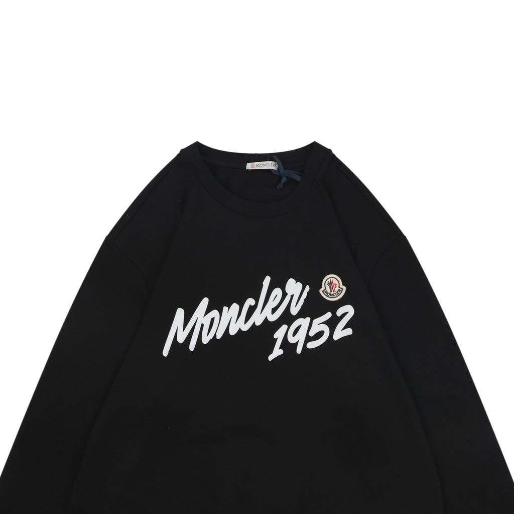 Moncler 1952 Signature Print Long-Sleeve Top - Black
