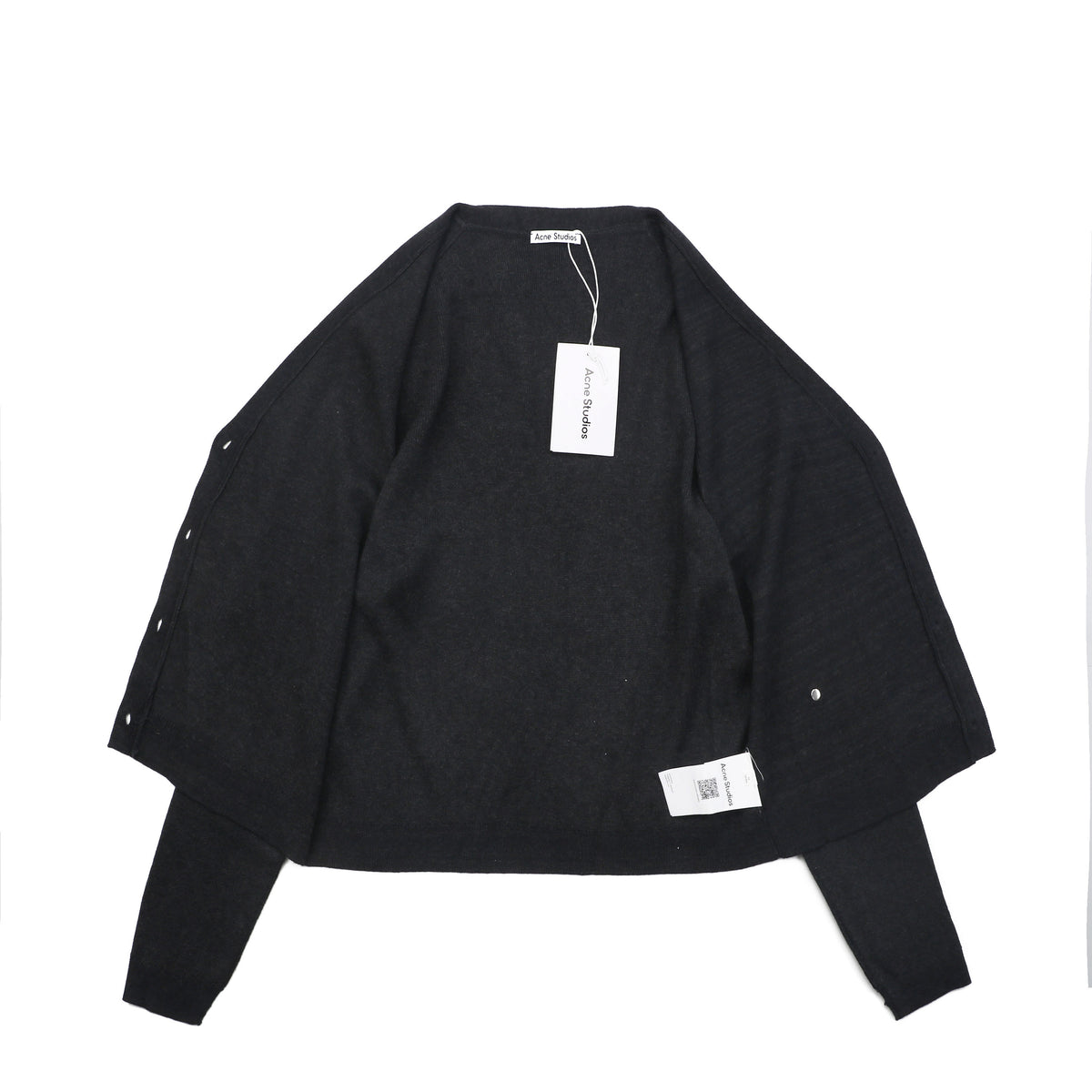 Acne Studios Metal Badge V-Neck Wool Cardigan - Black