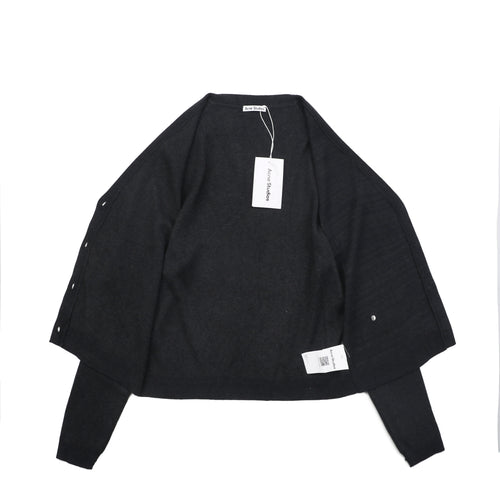 Acne Studios Metal Badge V-Neck Wool Cardigan - Black