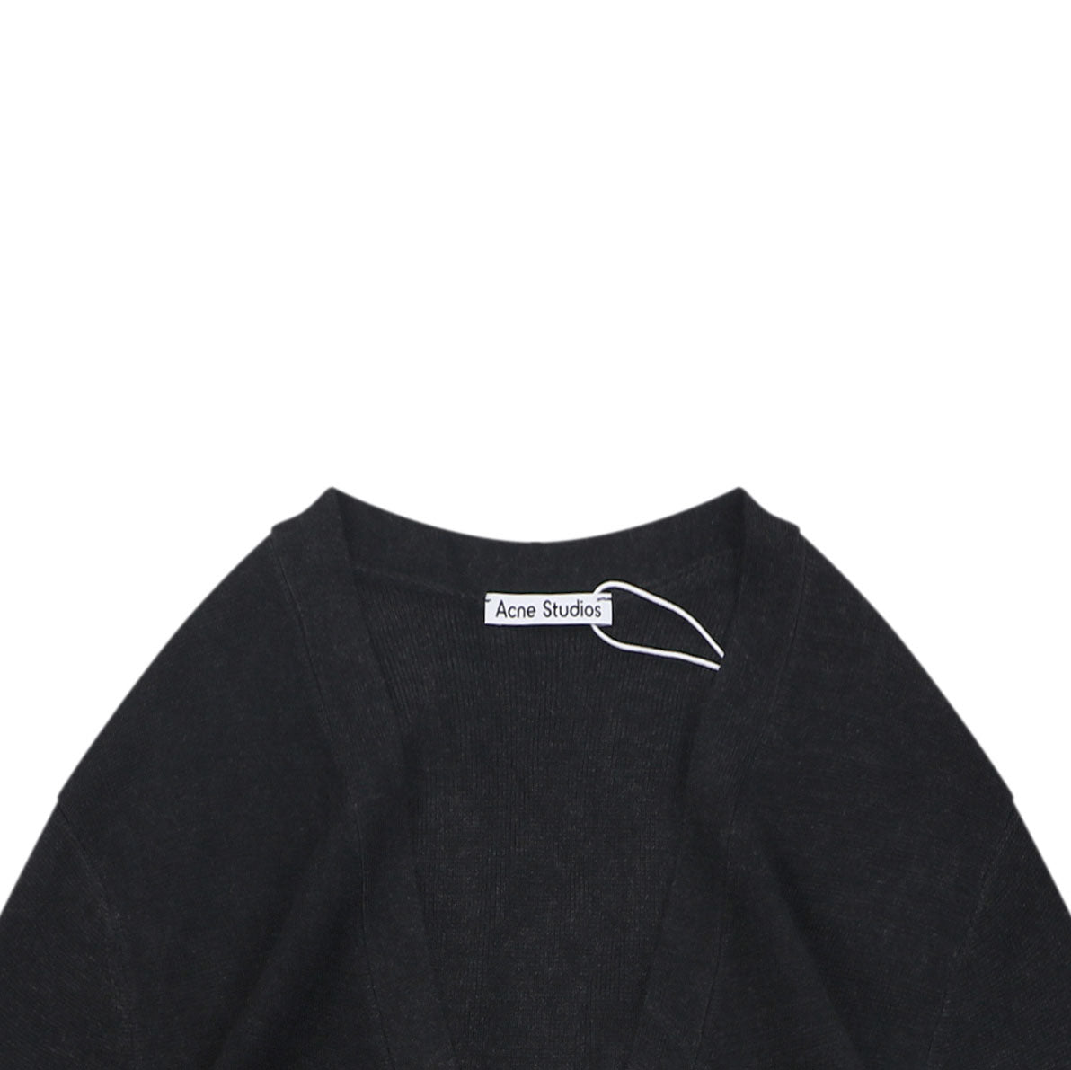 Acne Studios Metal Badge V-Neck Wool Cardigan - Black