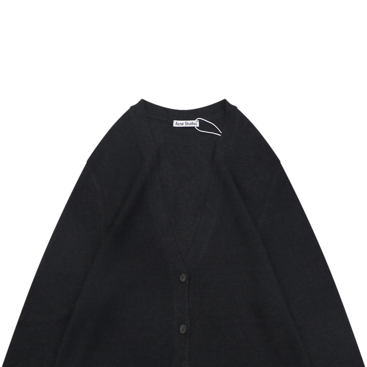 Acne Studios Metal Badge V-Neck Wool Cardigan - Black