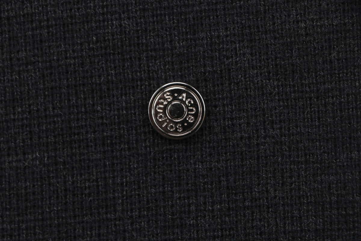 Acne Studios Metal Badge V-Neck Wool Cardigan - Black