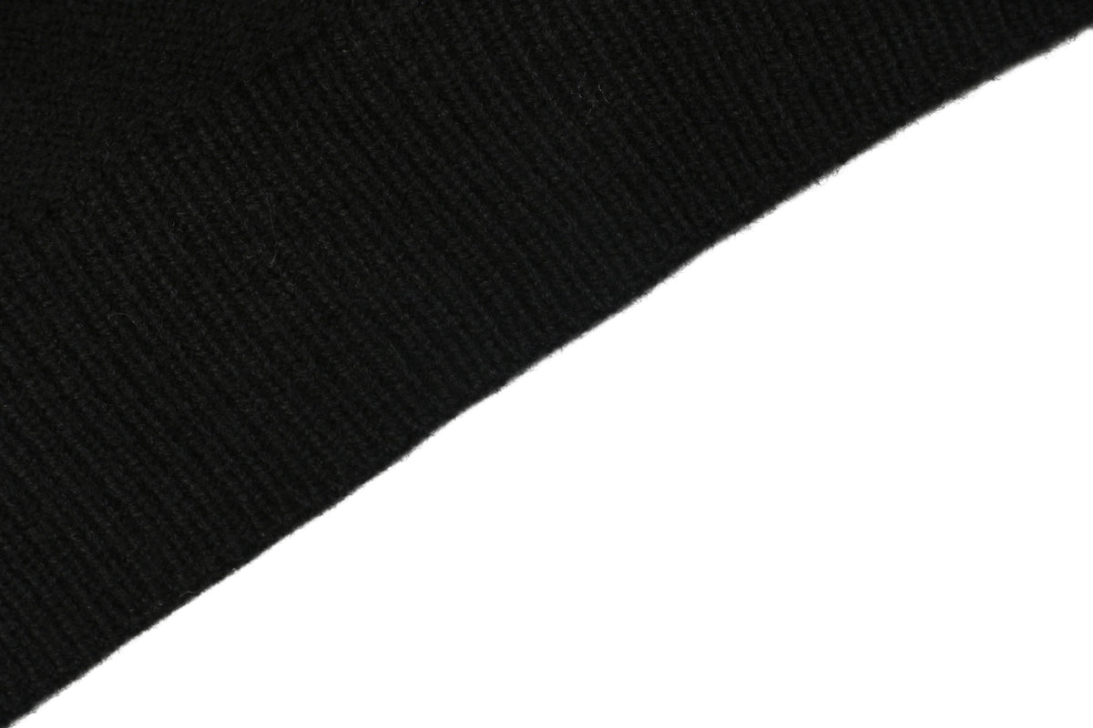Celine Triomphe Badge High-Neck Half-Zip Sweater - Black