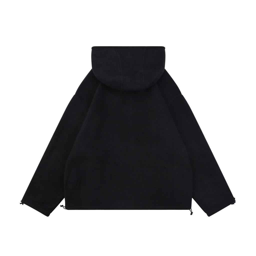 Miu Miu 25FW Small-Logo Hooded Fleece Jacket - Black