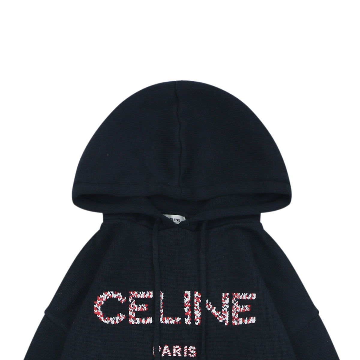 Celine Woven-Letter Hooded Sweater - Black