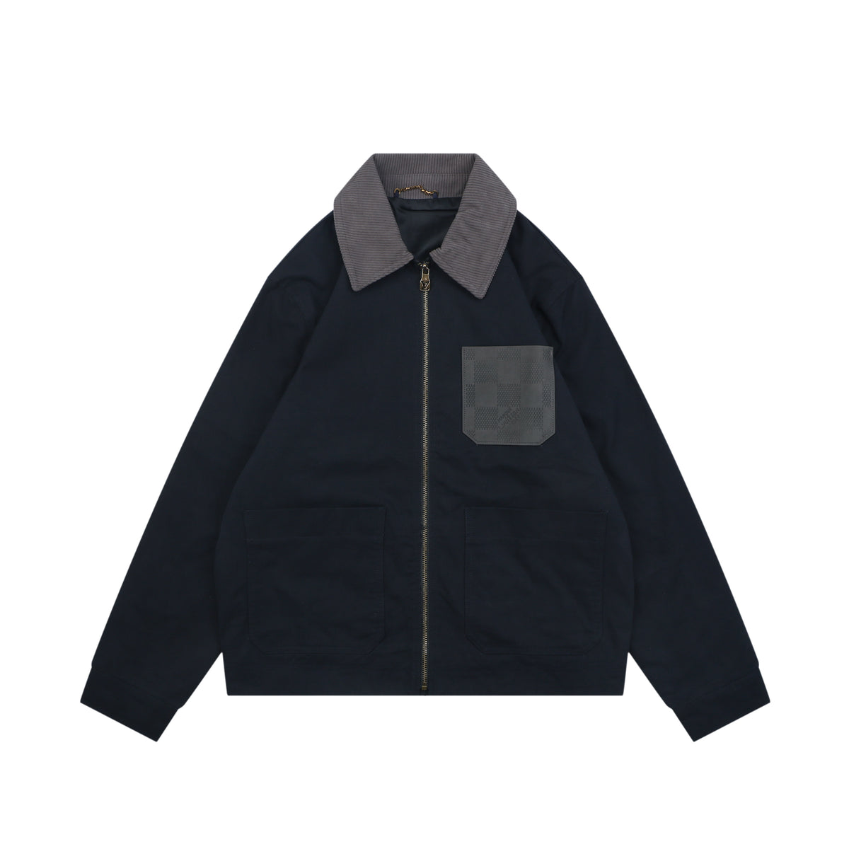 Louis Vuitton Corduroy-Collar Plaid-Pocket Jacket - Navy
