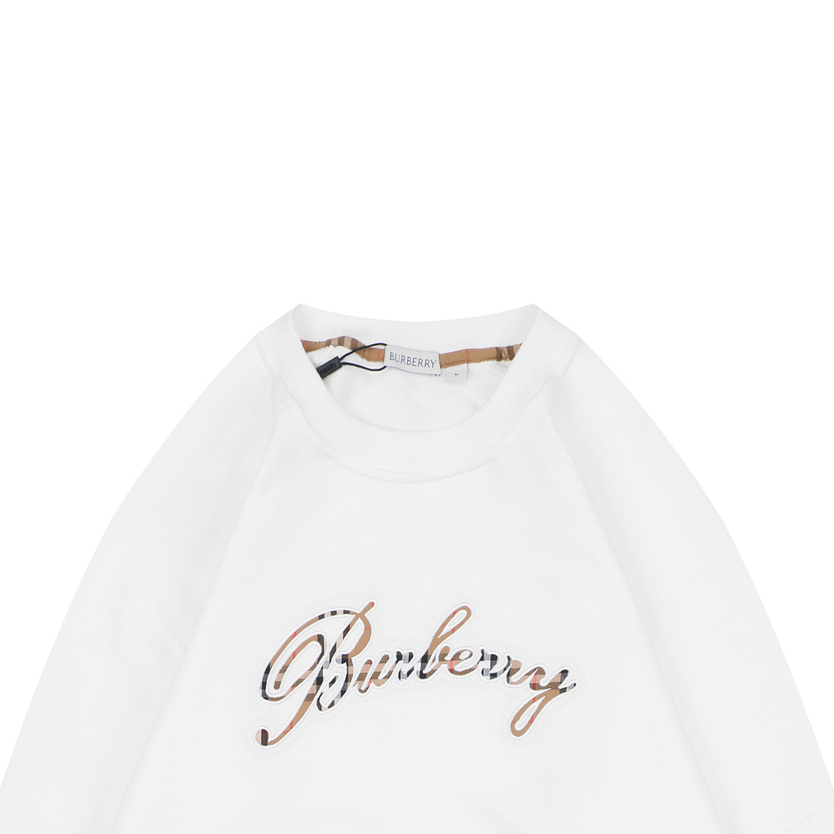 Burberry Check-Panel Signature Crewneck Sweatshirt - White
