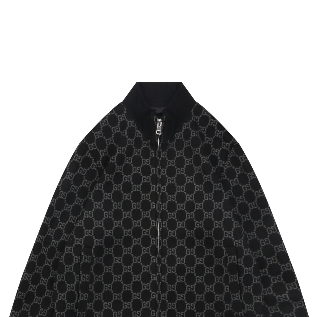 Gucci Allover Small Double-G Zip Jacket - Black