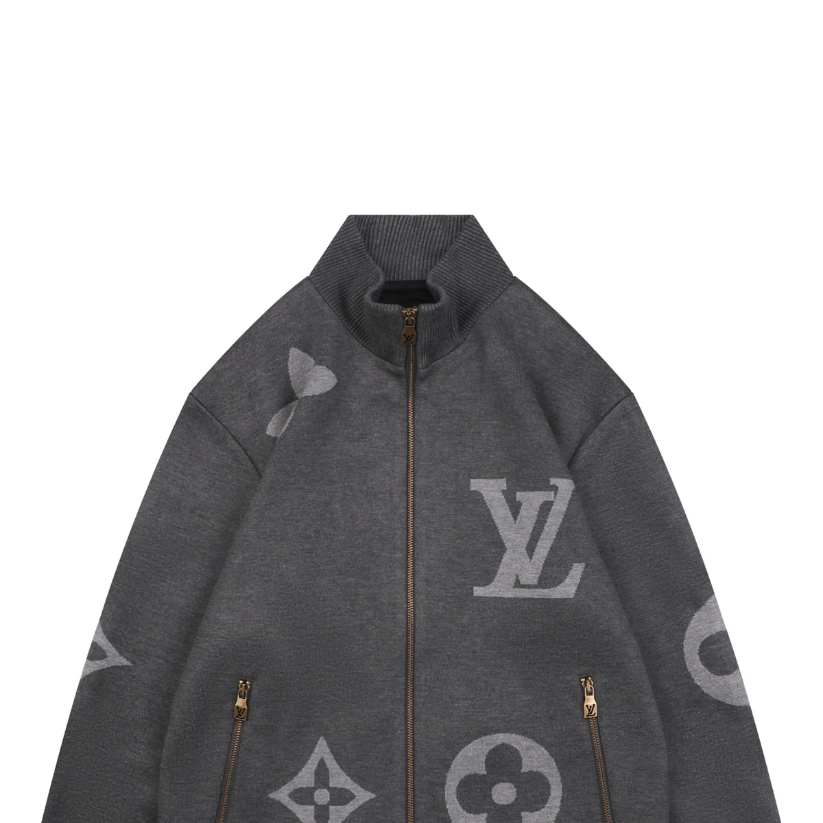 Louis Vuitton Oversized Monogram High-Neck Zip Jacket - Gray