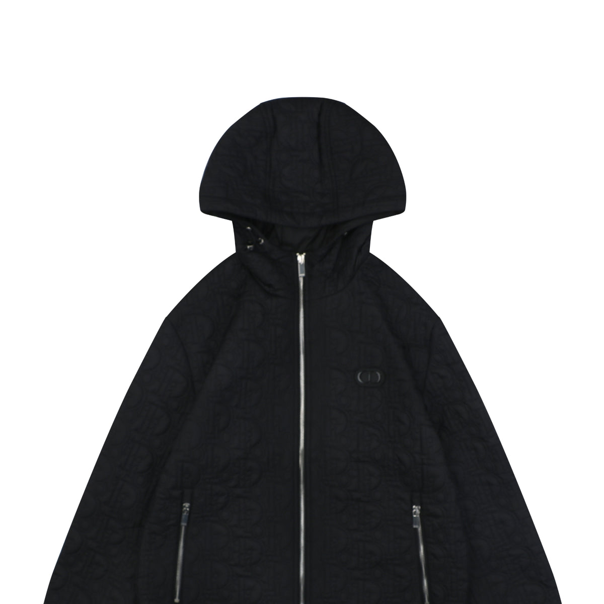 Dior Embossed CD Logo Hooded Zip Jacket - Black