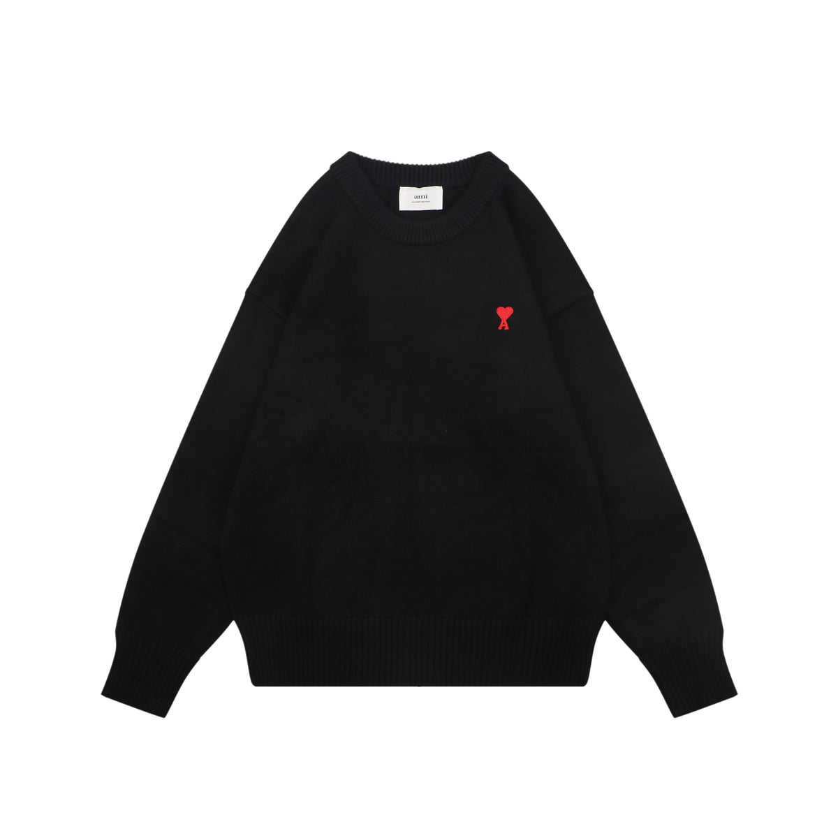 AMI Paris Small Heart Embroidery Crewneck Sweater - Black