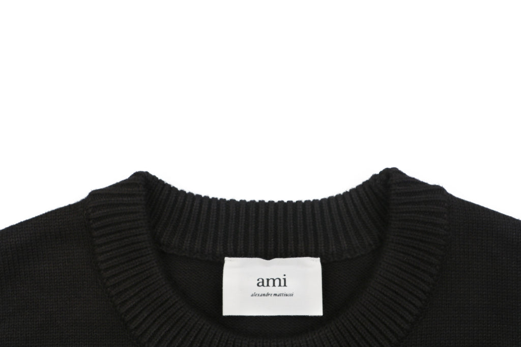 AMI Paris Small Heart Embroidery Crewneck Sweater - Black