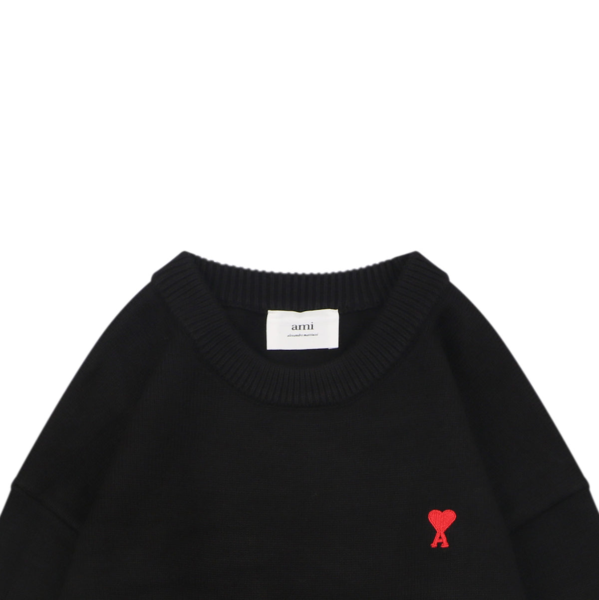 AMI Paris Small Heart Embroidery Crewneck Sweater - Black