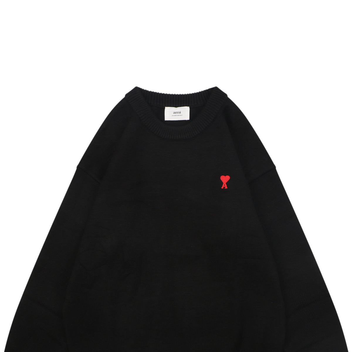 AMI Paris Small Heart Embroidery Crewneck Sweater - Black