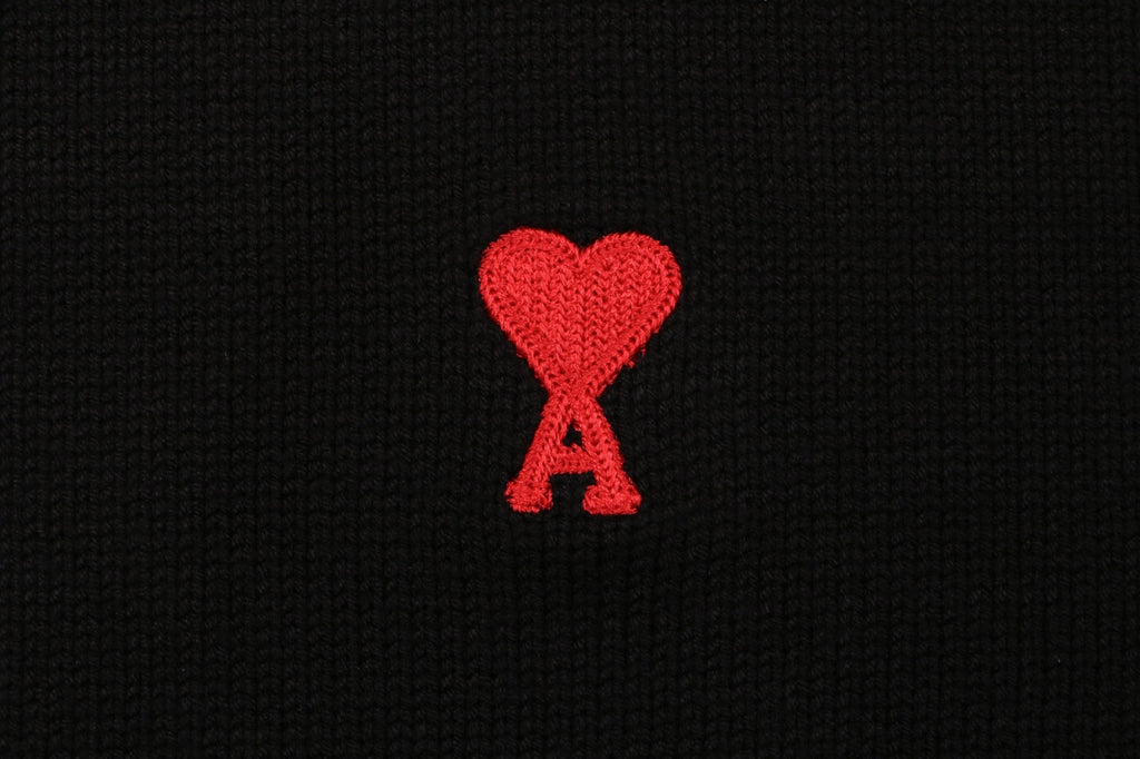AMI Paris Small Heart Embroidery Crewneck Sweater - Black