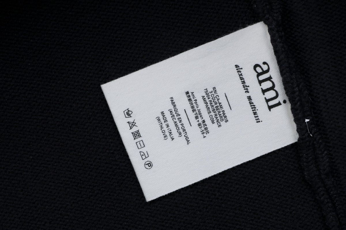 AMI Paris Small Heart Embroidery Crewneck Sweater - Navy
