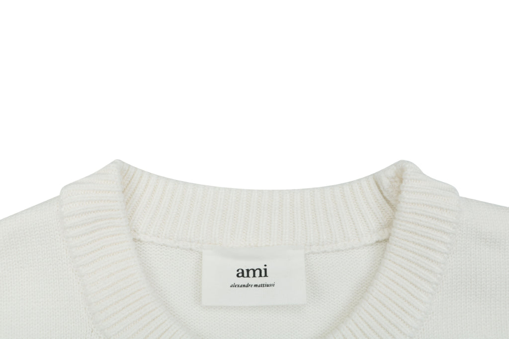 AMI Paris Small Heart Embroidery Crewneck Sweater - Ivory
