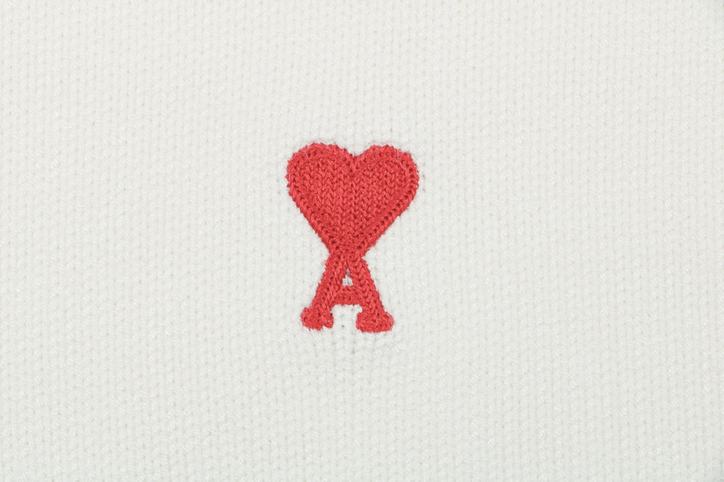 AMI Paris Small Heart Embroidery Crewneck Sweater - Ivory