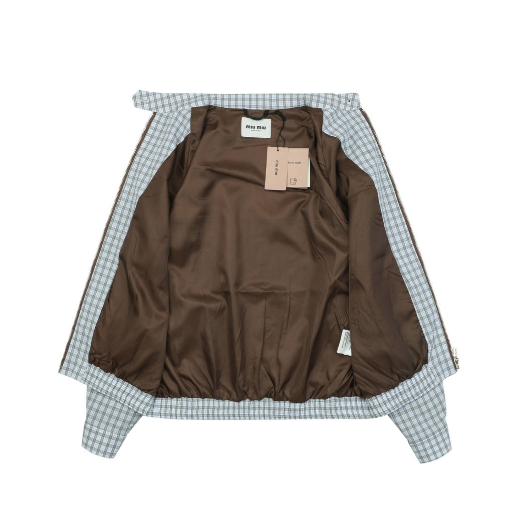 Miu Miu Blue-Gray Gingham Check Jacket