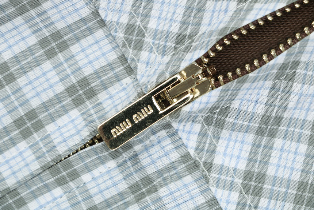Miu Miu Blue-Gray Gingham Check Jacket