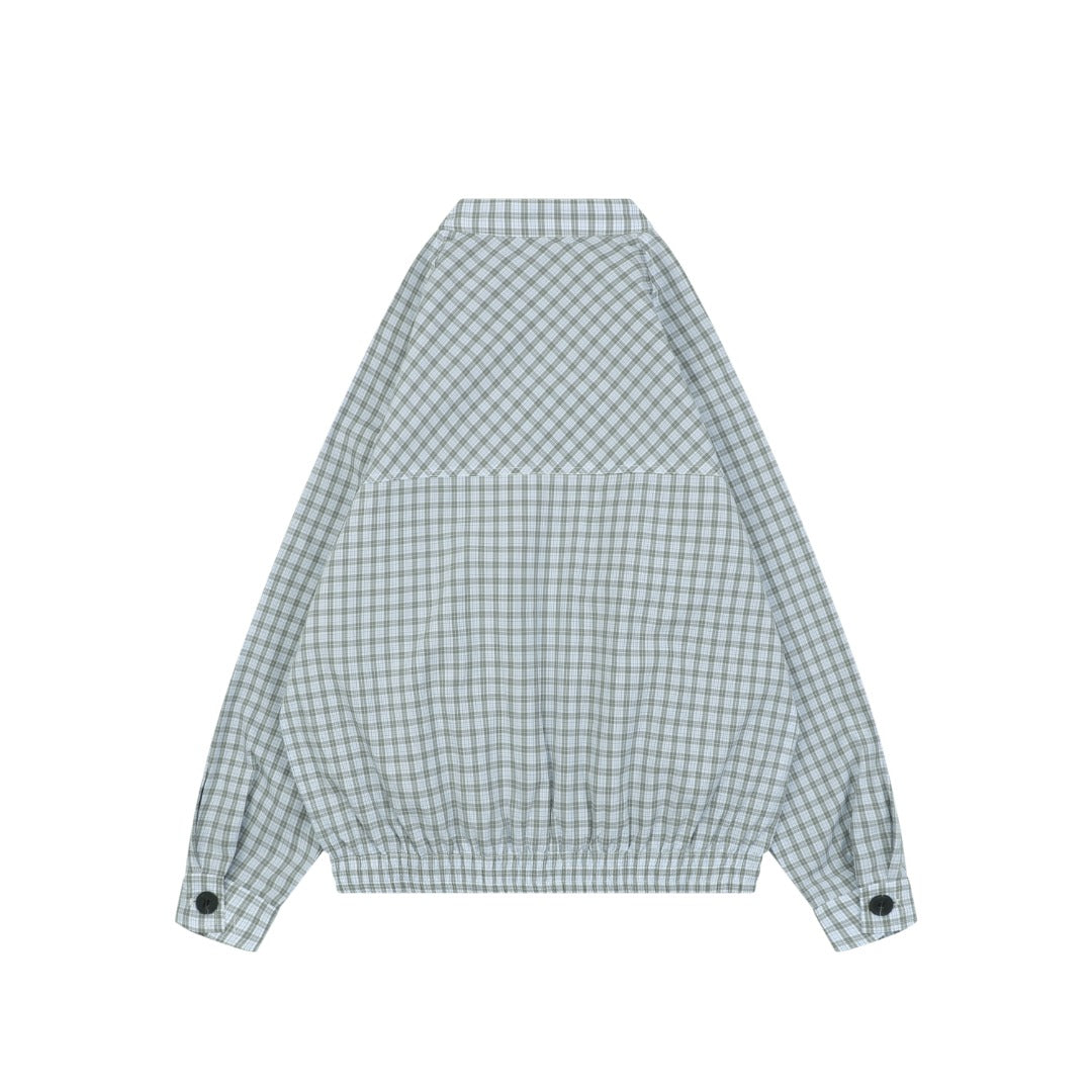 Miu Miu Blue-Gray Gingham Check Jacket