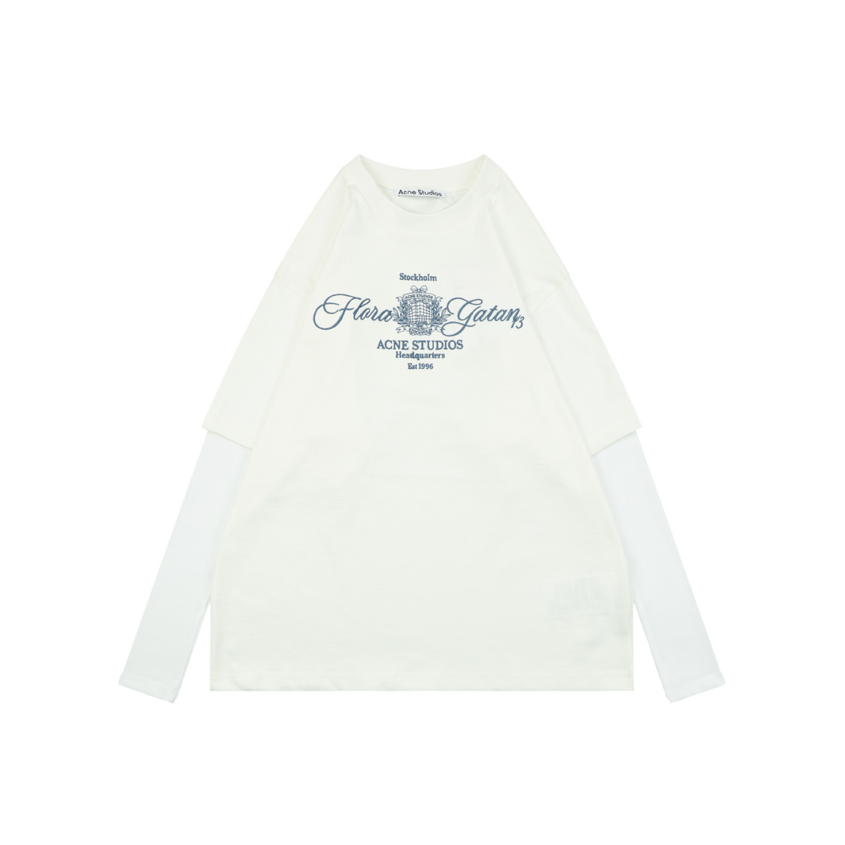 Acne Studios Script Embroidery Layered-Look Long-Sleeve Top - White