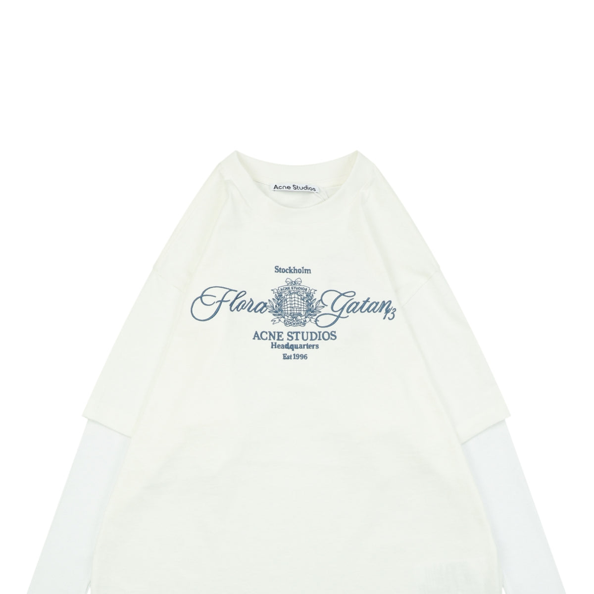Acne Studios Script Embroidery Layered-Look Long-Sleeve Top - White