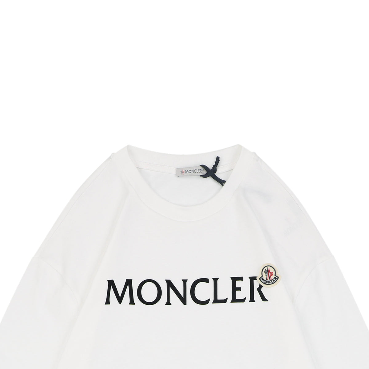 Moncler Black Lettering Logo Long-Sleeve Top - White