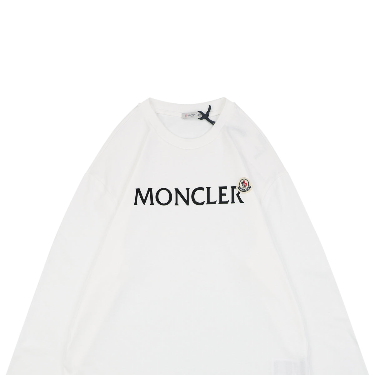 Moncler Black Lettering Logo Long-Sleeve Top - White