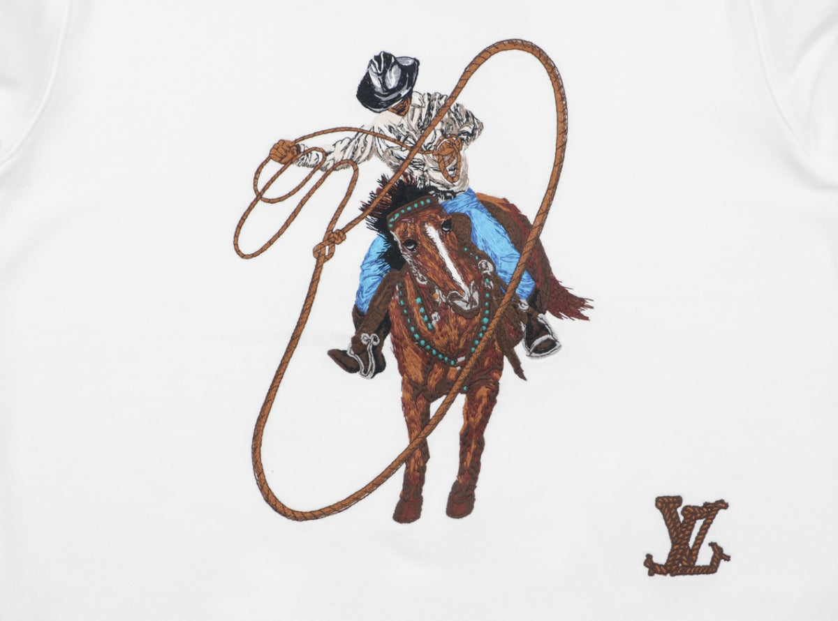 Louis Vuitton Western Cowboy Embroidered Crewneck Sweatshirt - White