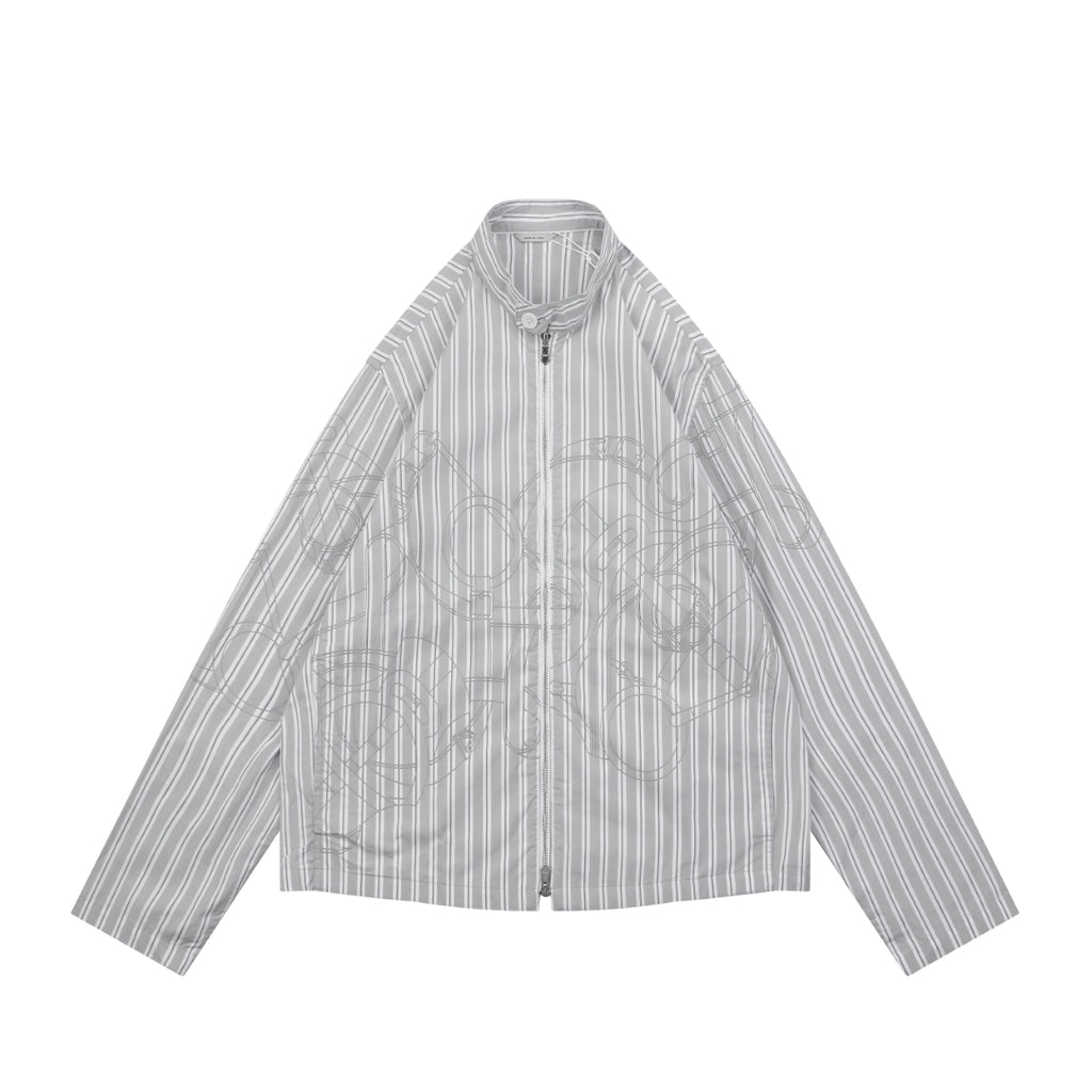 Hermès Fine-Stripe High-Neck Jacket - Gray