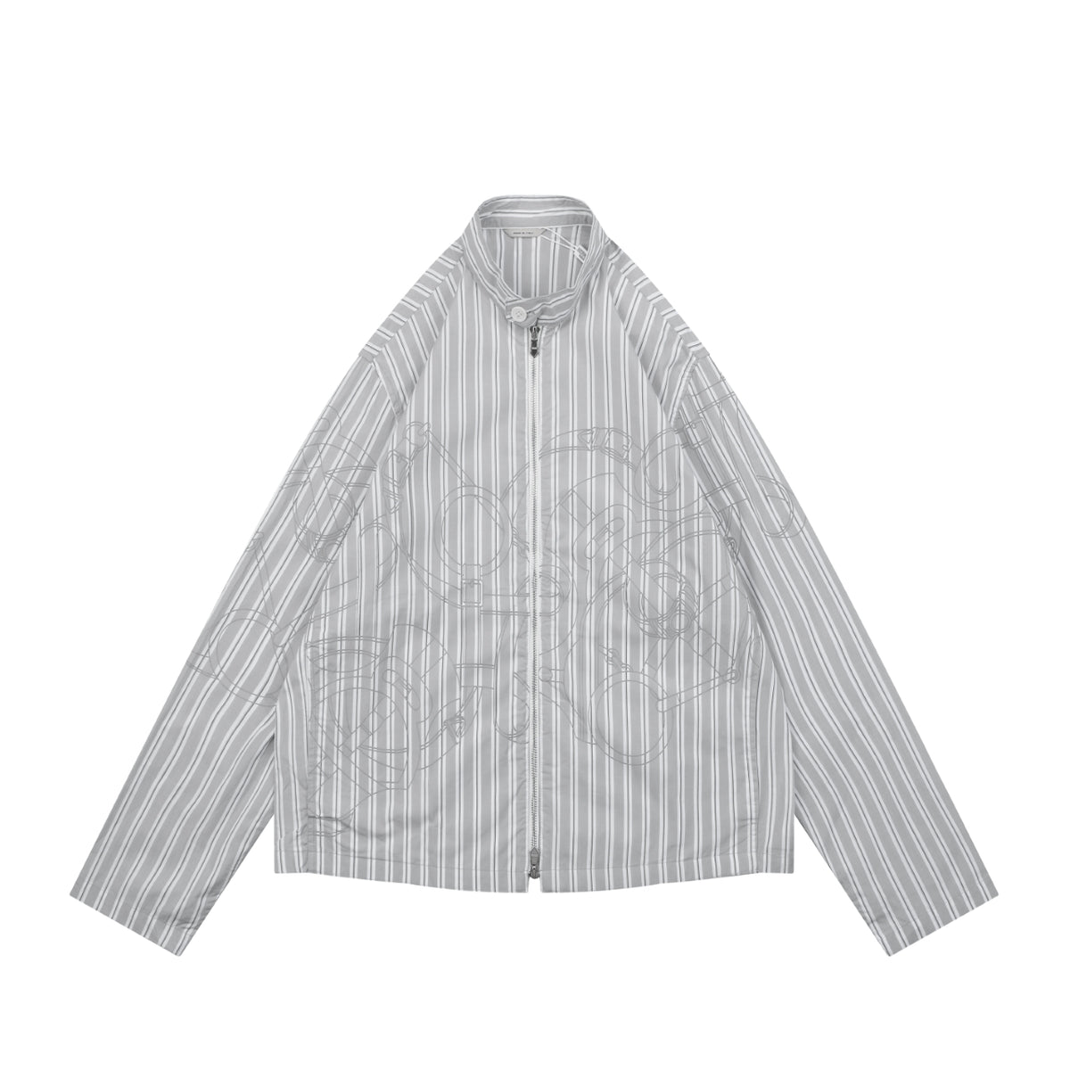 Hermès Fine-Stripe High-Neck Jacket - Gray
