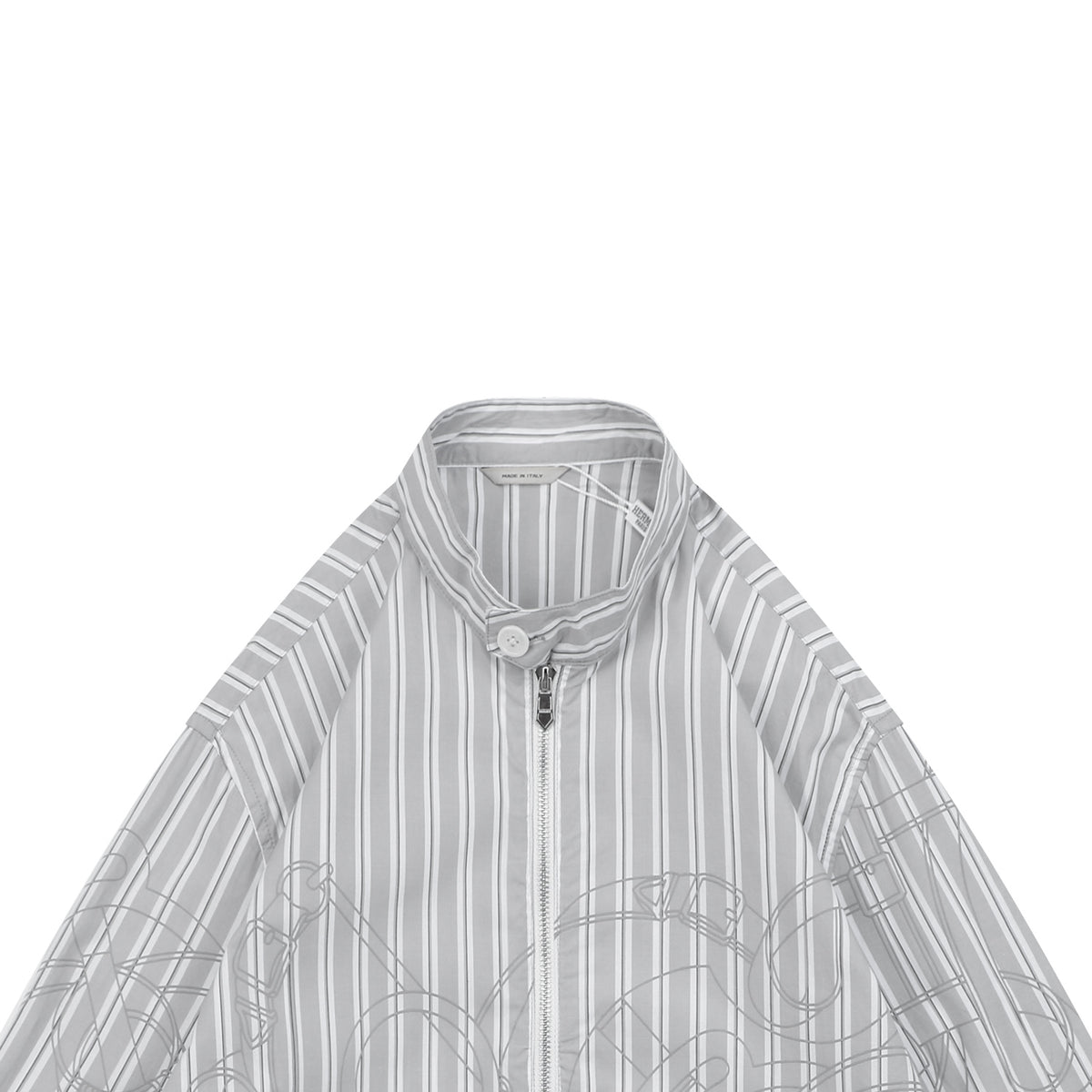 Hermès Fine-Stripe High-Neck Jacket - Gray