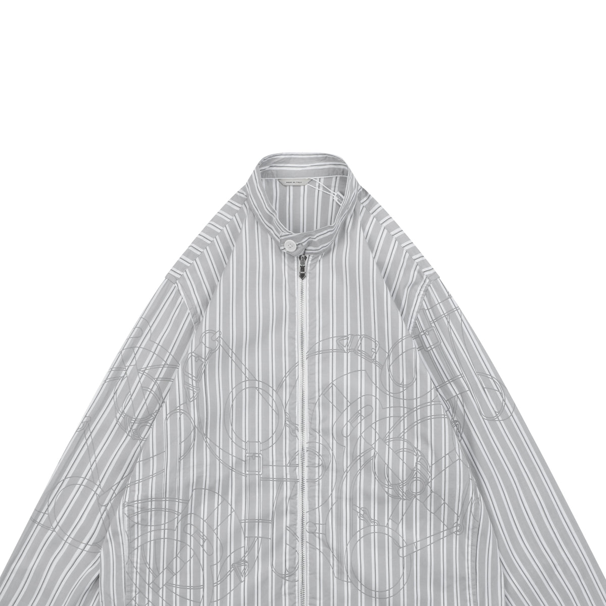 Hermès Fine-Stripe High-Neck Jacket - Gray