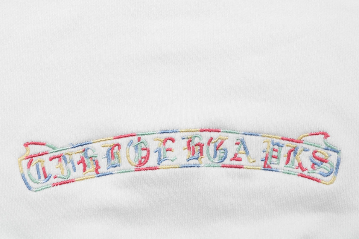 Chrome Hearts Multicolor Sanskrit Letter Embroidered Crewneck Sweatshirt - White