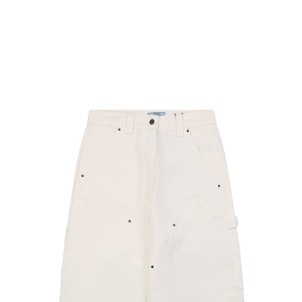 Prada White Carpenter Jeans with Triangle Rear Pocket Logo