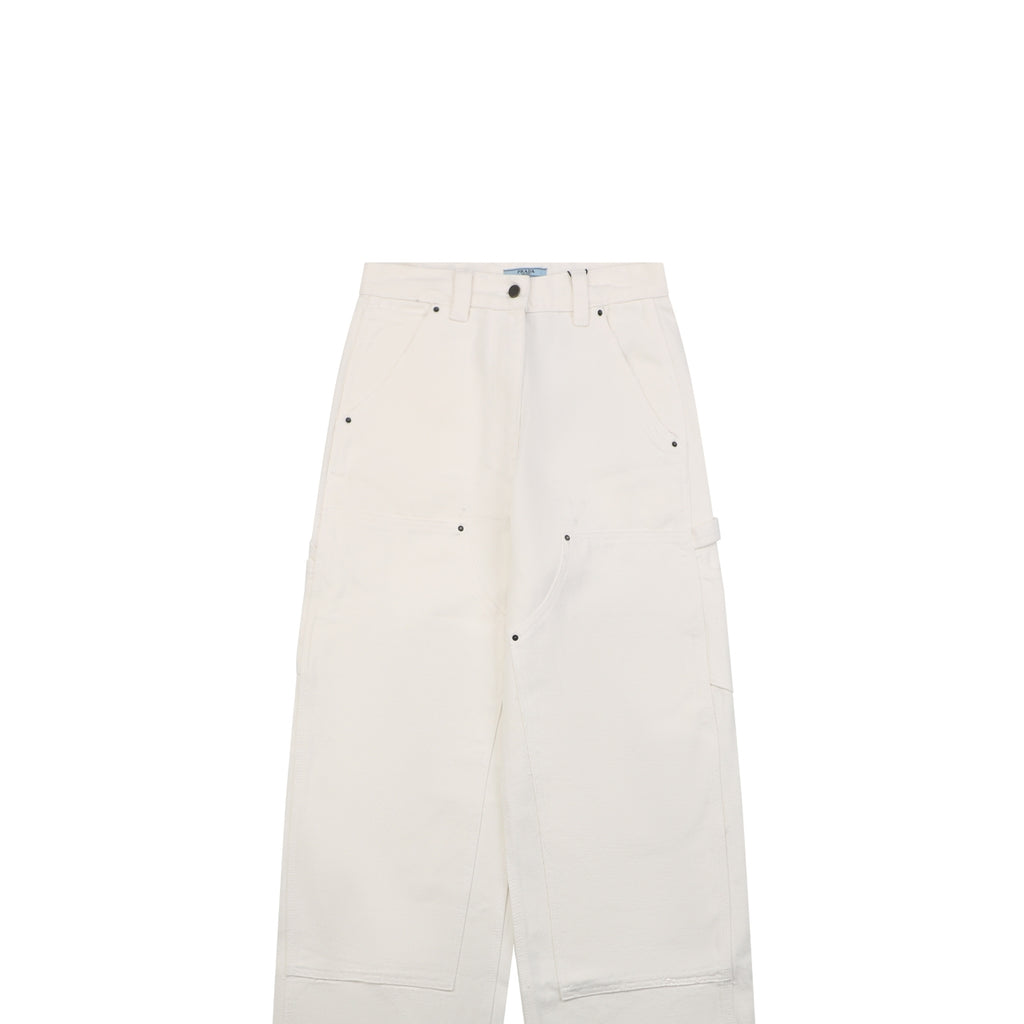 Prada White Carpenter Jeans with Triangle Rear Pocket Logo