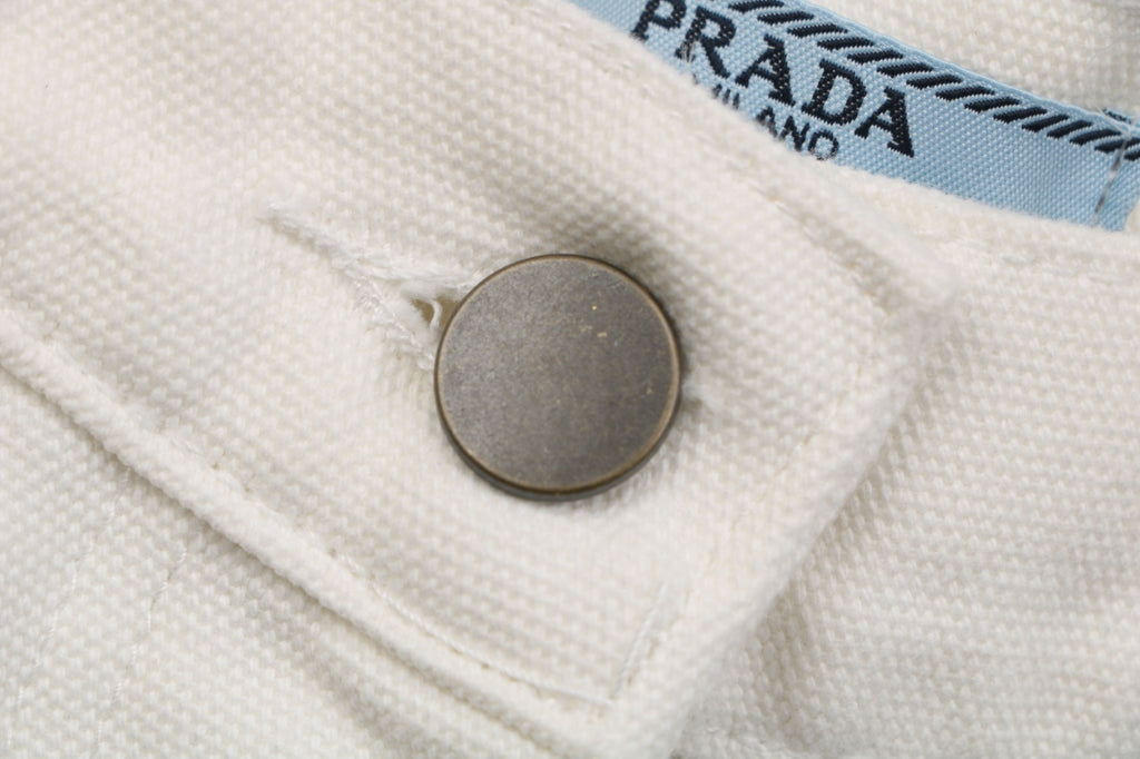 Prada White Carpenter Jeans with Triangle Rear Pocket Logo