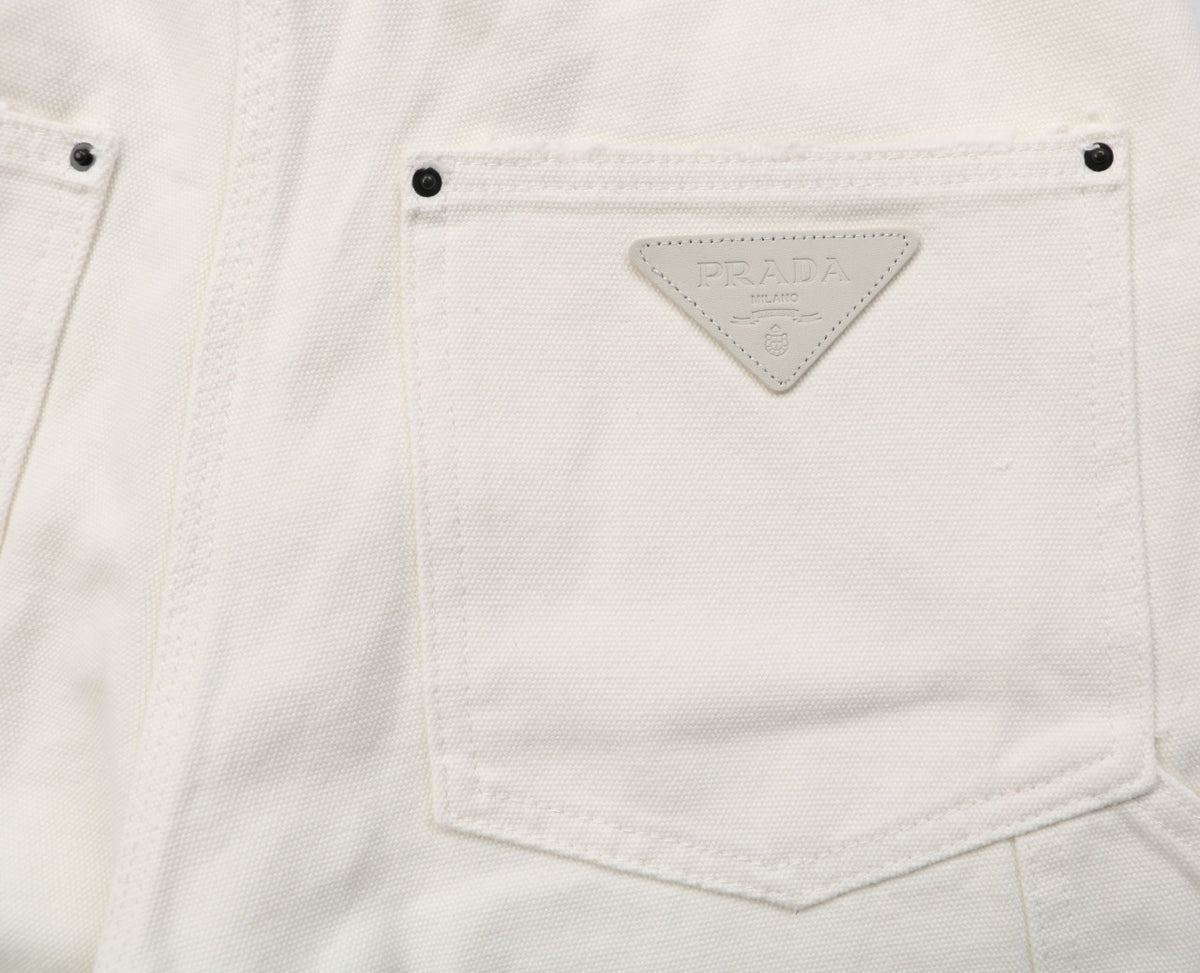 Prada White Carpenter Jeans with Triangle Rear Pocket Logo