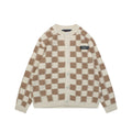 Louis Vuitton Beige and Brown Checkerboard Knit Cardigan