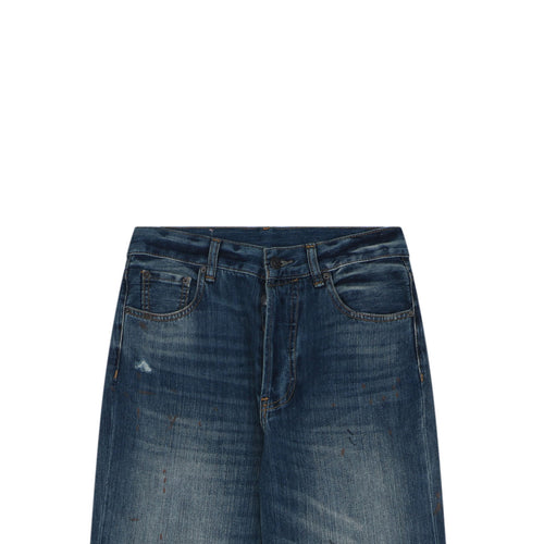 Acne Studios 2021F Ink-Splatter Washed Blue Wide-Leg Jeans