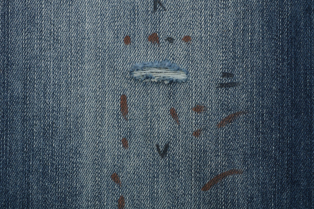 Acne Studios 2021F Ink-Splatter Washed Blue Wide-Leg Jeans