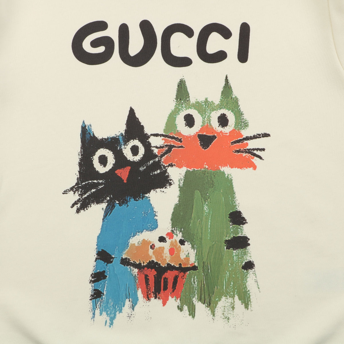 Gucci Cats and Cake Print Ivory Crewneck Sweatshirt