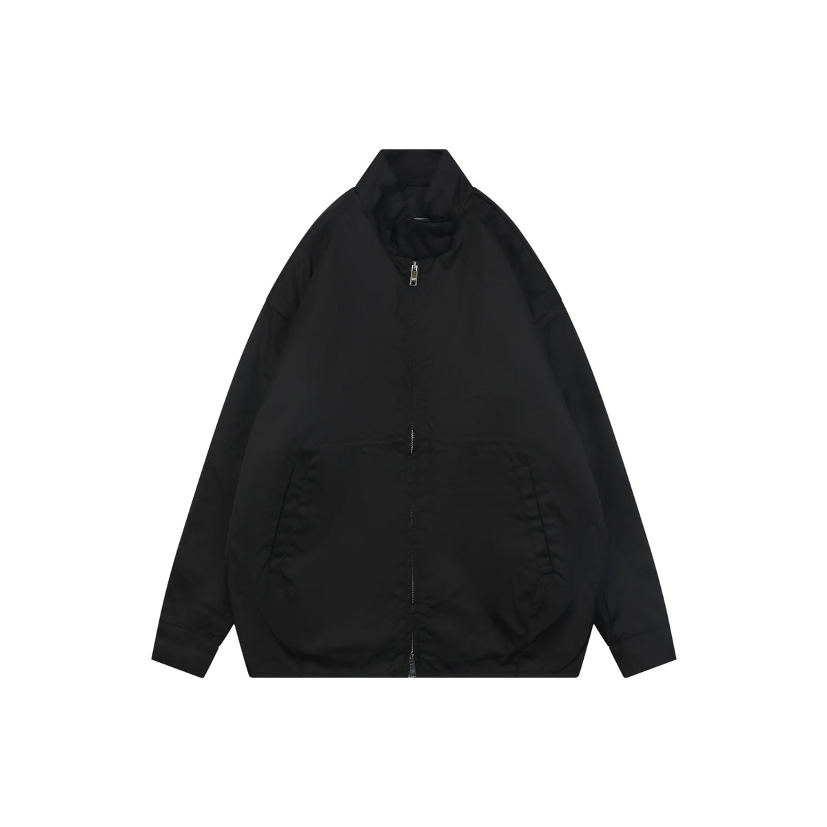 Prada Black Back Triangle Logo High-Collar Zip Jacket