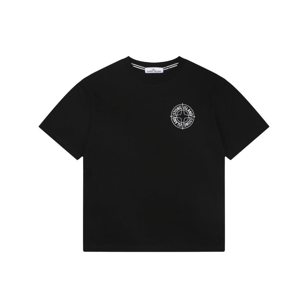 Stone Island Black Circular Compass Print T-Shirt