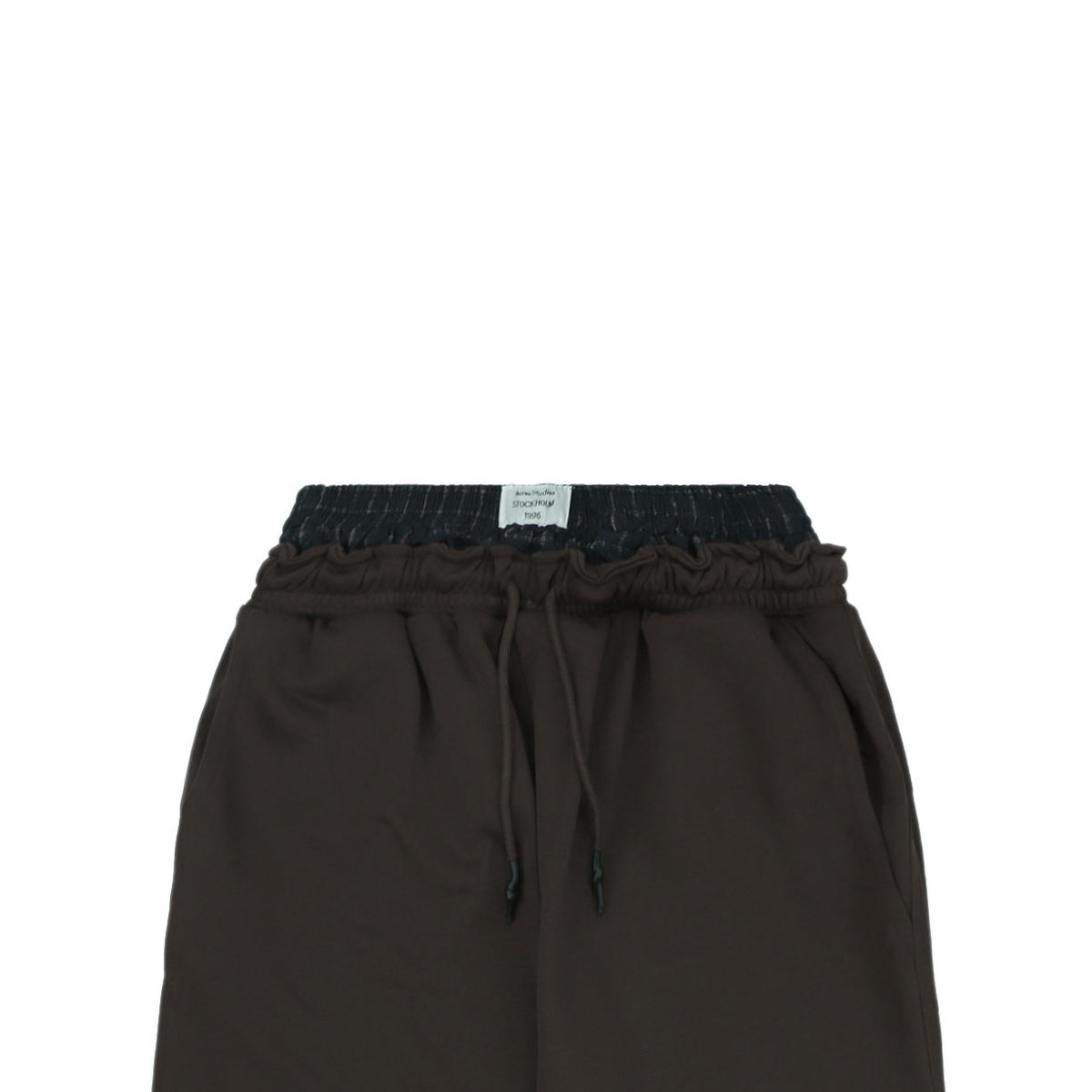 Acne Studios Dark Double-Waistband Letter Applique Wide-Leg Pants