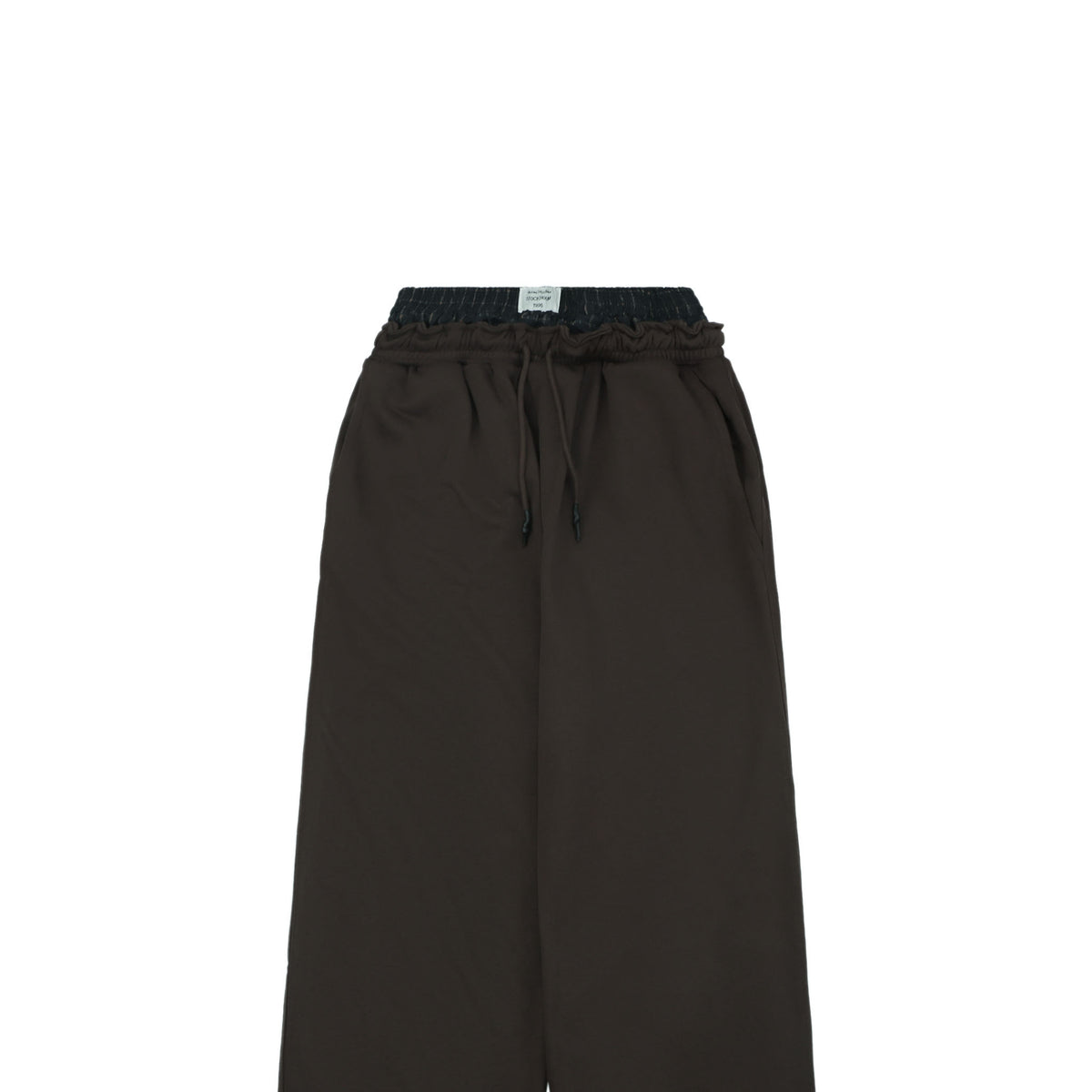 Acne Studios Dark Double-Waistband Letter Applique Wide-Leg Pants