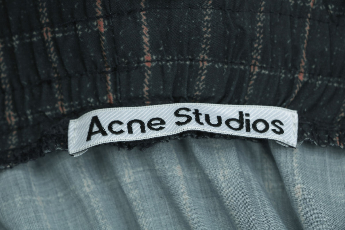 Acne Studios Dark Double-Waistband Letter Applique Wide-Leg Pants