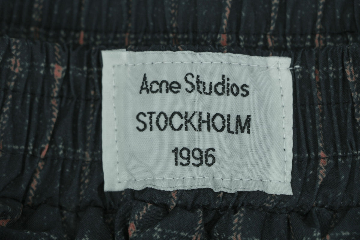 Acne Studios Dark Double-Waistband Letter Applique Wide-Leg Pants